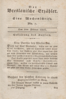 Der Breslauische Erzähler : eine Wochenschrift. Jg.7, No. 7 (8 Februar 1806) + wkładka