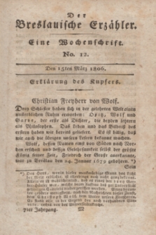 Der Breslauische Erzähler : eine Wochenschrift. Jg.7, No. 12 (15 März 1806) + wkładka