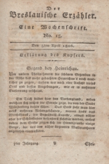 Der Breslauische Erzähler : eine Wochenschrift. Jg.7, No. 15 (5 April 1806) + wkładka