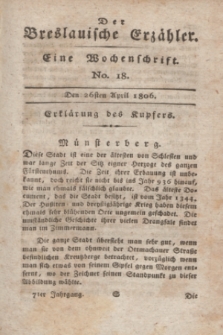 Der Breslauische Erzähler : eine Wochenschrift. Jg.7, No. 18 (26 April 1806) + wkładka