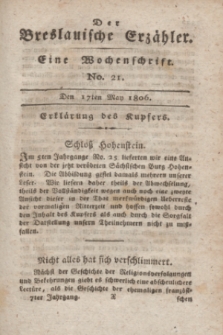 Der Breslauische Erzähler : eine Wochenschrift. Jg.7, No. 21 (17 Mai 1806) + wkładka