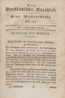 Der Breslauische Erzähler : eine Wochenschrift. Jg.7, No. 23 (31 Mai 1806) + wkładka