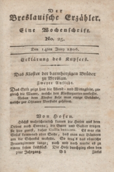 Der Breslauische Erzähler : eine Wochenschrift. Jg.7, No. 25 (14 Juni 1806) + wkładka