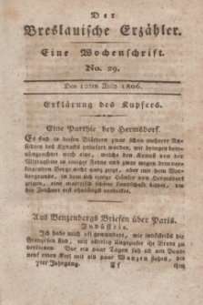 Der Breslauische Erzähler : eine Wochenschrift. Jg.7, No. 29 (12 Juli 1806) + wkładka