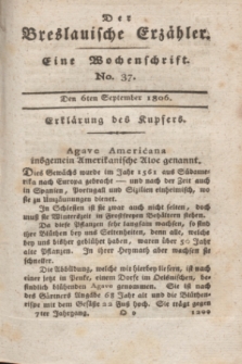 Der Breslauische Erzähler : eine Wochenschrift. Jg.7, No. 37 (6 September 1806) + wkładka