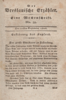 Der Breslauische Erzähler : eine Wochenschrift. Jg.7, No. 39 (20 September 1806) + wkładka