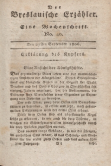 Der Breslauische Erzähler : eine Wochenschrift. Jg.7, No. 40 (27 September 1806) + wkładka