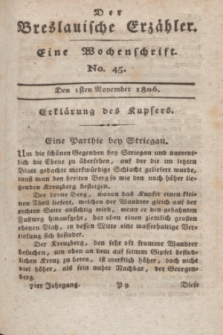 Der Breslauische Erzähler : eine Wochenschrift. Jg.7, No. 45 (1 November 1806) + wkładka