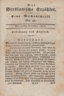 Der Breslauische Erzähler : eine Wochenschrift. Jg.7, No. 48 (22 November 1806) + wkładka