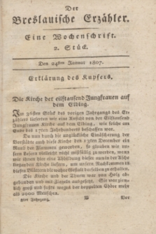Der Breslauische Erzähler : eine Wochenschrift. Jg.8, Stück 2 (24 Januar 1807) + wkładka