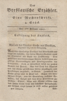 Der Breslauische Erzähler : eine Wochenschrift. Jg.8, Stück 4 (7 Februar 1807) + wkładka