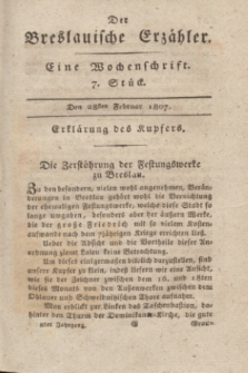 Der Breslauische Erzähler : eine Wochenschrift. Jg.8, Stück 7 (28 Februar 1807) + wkładka