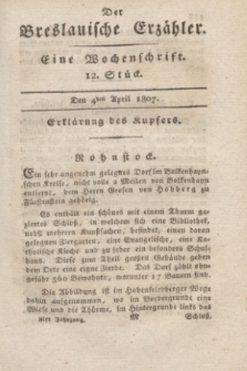 Der Breslauische Erzähler : eine Wochenschrift. Jg.8, Stück 12 (4 April 1807) + dod. + wkładka