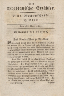 Der Breslauische Erzähler : eine Wochenschrift. Jg.8, Stück 17 (9 Mai 1807) + wkładka