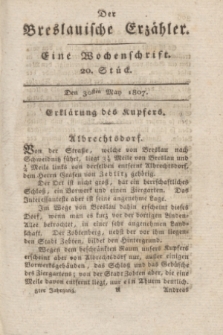 Der Breslauische Erzähler : eine Wochenschrift. Jg.8, Stück 20 (30 Mai 1807) + wkładka
