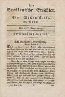 Der Breslauische Erzähler : eine Wochenschrift. Jg.8, Stück 23 (20 Juni 1807) + wkładka