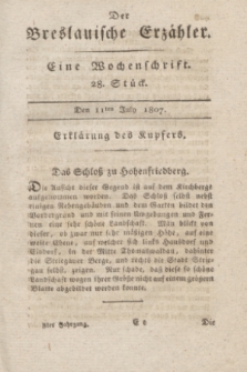 Der Breslauische Erzähler : eine Wochenschrift. Jg.8, Stück 28 (11 July 1807) + wkładka