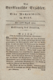 Der Breslauische Erzähler : eine Wochenschrift. Jg.8, Stück 34 (22 August 1807) + wkładka