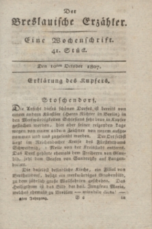 Der Breslauische Erzähler : eine Wochenschrift. Jg.8, Stück 41 (10 October 1807) + wkładka