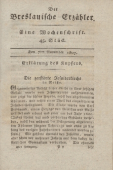 Der Breslauische Erzähler : eine Wochenschrift. Jg.8, Stück 45 (7 November 1807) + wkładka
