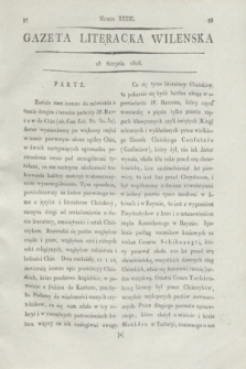 Gazeta Literacka Wilenska. [R.1], [Cz.2], nr 33 (18 sierpnia 1806)