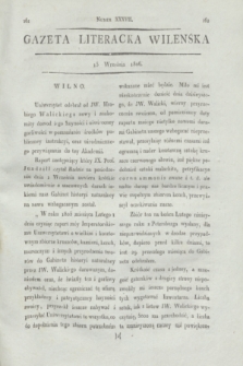Gazeta Literacka Wilenska. [R.1], [Cz.2], nr 37 (15 września 1806)