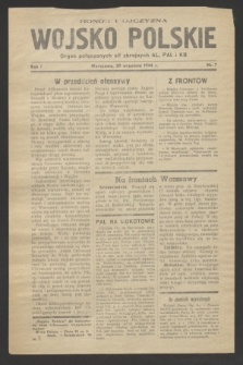 Wojsko Polskie : organ połączonych sił zbrojnych AL, PAL i KB. R.1, nr 7 (29 września 1944)