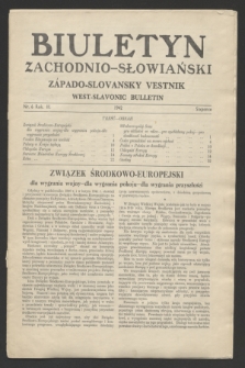 Biuletyn Zachodnio-Słowiański = Západo-Slovansky Vestnik = West-Slavonic Bulletin. R.3, nr 6 (styczeń 1942)