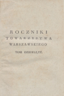 Roczniki Towarzystwa Królewskiego Warszawskiego Przyiaciół Nauk. T.9 (1816) + wkładka