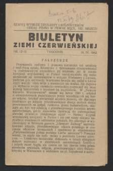Biuletyn Ziemi Czerwieńskiej. R.2, nr 12/13 (14 kwietnia 1942)
