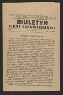 Biuletyn Ziemi Czerwieńskiej. R.2, nr 14 (21 kwietnia 1942)