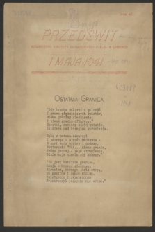 Przedświt : wydawnictwo Komitetu Zagranicznego P.P.S. w Londynie. 1941 (1 maja)