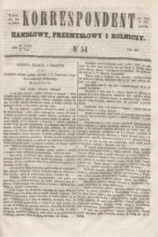 Korrespondent Handlowy, Przemysłowy i Rolniczy : wychodzi dwa razy na tydzień przy Gazecie Warszawskiéj. 1853, № 54 (10 lipca)