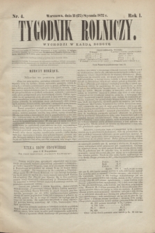 Tygodnik Rolniczy. R.1, nr 4 (27 stycznia 1872)