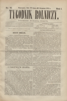 Tygodnik Rolniczy. R.1, nr 32 (10 sierpnia 1872)