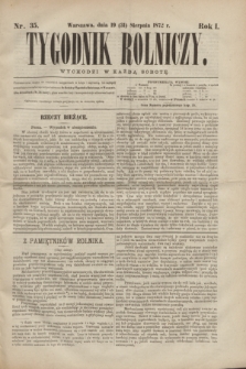 Tygodnik Rolniczy. R.1, nr 35 (31 sierpnia 1872)