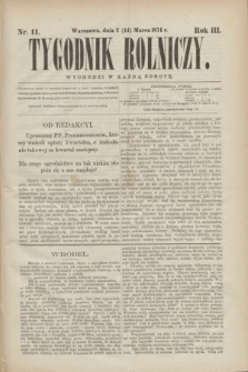 Tygodnik Rolniczy. R.3, nr 11 (14 marca 1874)