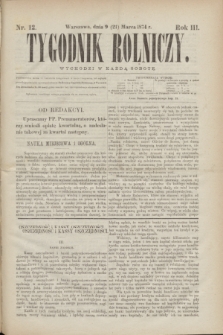 Tygodnik Rolniczy. R.3, nr 12 (21 marca 1874)