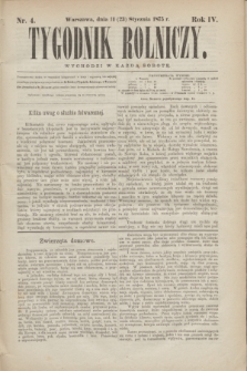 Tygodnik Rolniczy. R.4, nr 4 (23 stycznia 1875)