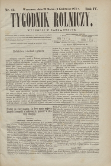 Tygodnik Rolniczy. R.4, nr 14 (3 kwietnia 1875)