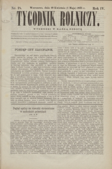 Tygodnik Rolniczy. R.4, nr 18 (1 maja 1875)