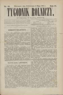 Tygodnik Rolniczy. R.4, nr 19 (8 maja 1875)