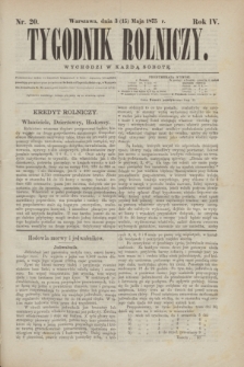 Tygodnik Rolniczy. R.4, nr 20 (15 maja 1875)