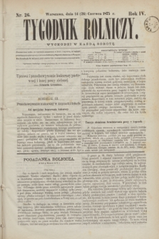 Tygodnik Rolniczy. R.4, nr 26 (26 czerwca 1875)
