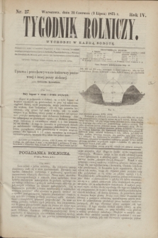 Tygodnik Rolniczy. R.4, nr 27 (3 lipca 1875)