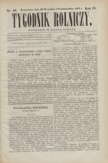 Tygodnik Rolniczy. R.4, nr 40 (2 października 1875)