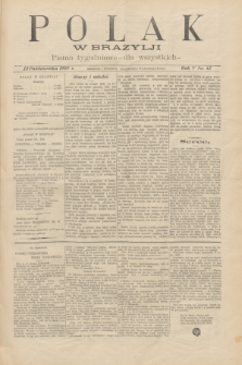 Polak w Brazylji : pismo tygodniowe dla wszystkich. R.5, nr 43 (22 października 1909) + dod.