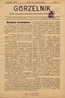 Gorzelnik : organ poświęcony polskiemu przemysłowi gorzelniczemu. R. 18, 1905, nr 2