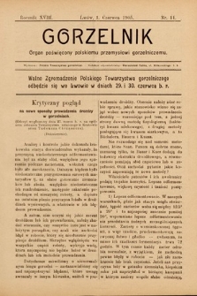 Gorzelnik : organ poświęcony polskiemu przemysłowi gorzelniczemu. R. 18, 1905, nr 11