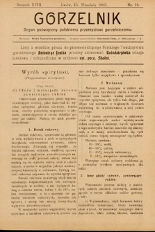 Gorzelnik : organ poświęcony polskiemu przemysłowi gorzelniczemu. R. 18, 1905, nr 18